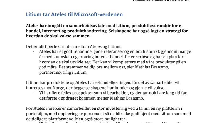 Litium tar Ateles til Microsoft-verdenen