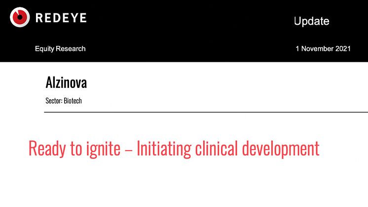 Read Redeye's new equity report on Alzinova AB