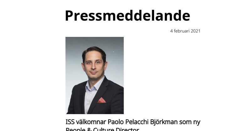 ISS välkomnar Paolo Pelacchi Björkman som ny People & Culture Director