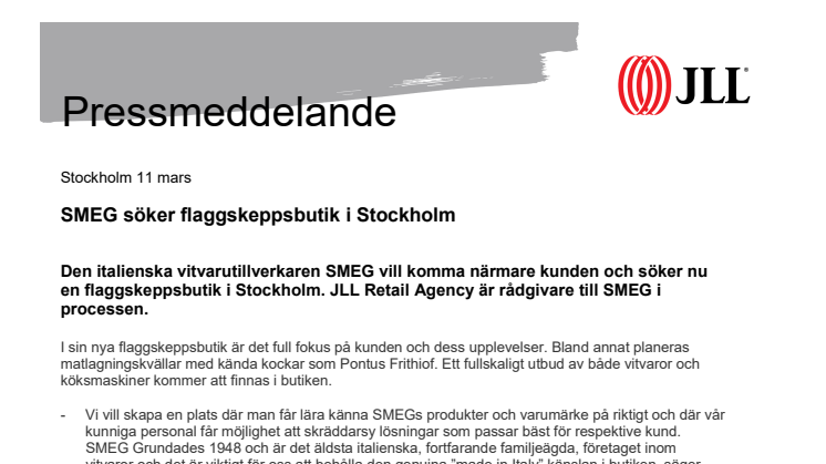 SMEG söker flaggskeppsbutik i Stockholm
