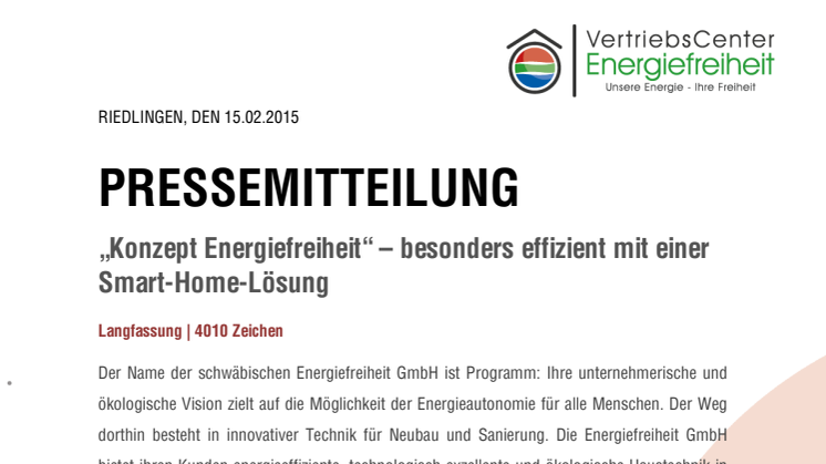 „Konzept Energiefreiheit“ – besonders effizient mit einer Smart-Home-Lösung