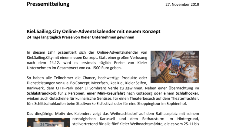 Neues System für den Online-Adventskalender von Kiel.Sailing.City 