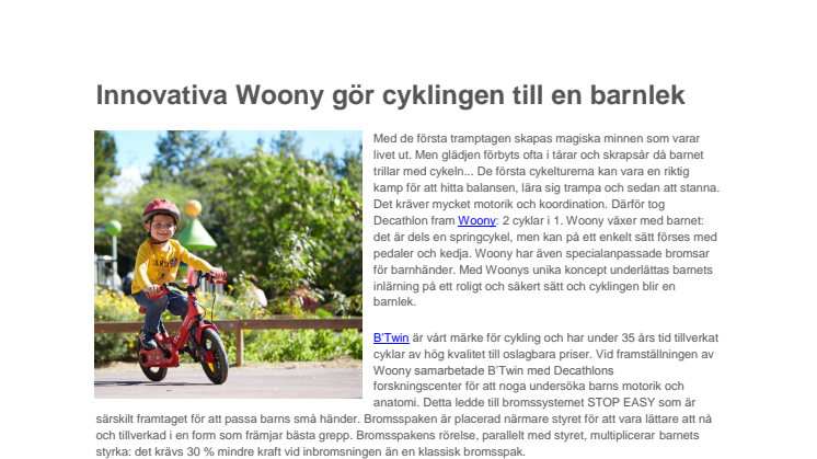 Innovativa Woony gör cyklingen till en barnlek