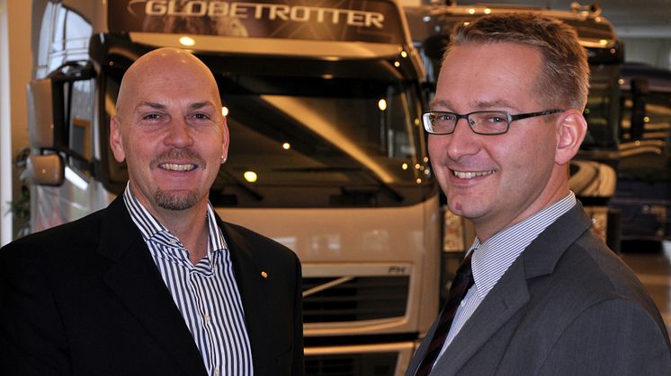 Jan Nilsson, mässansvarig för Logistik & Transport på Svenska Mässan och Niklas Gustavsson, chef för Public Affairs på Volvo Group