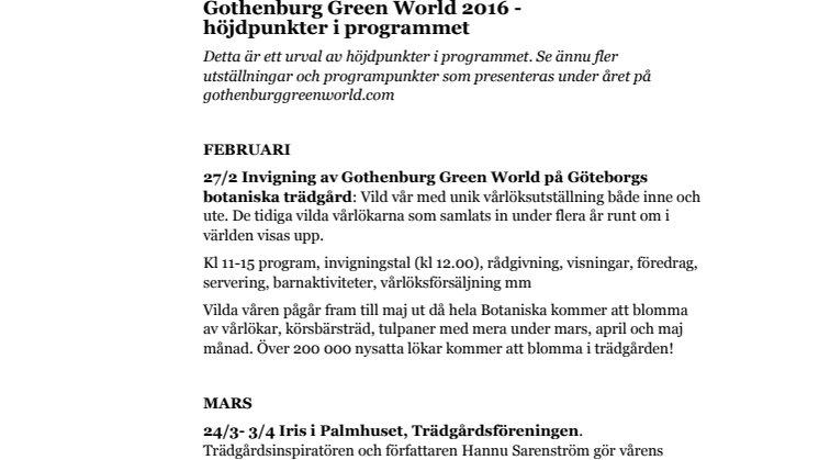 Gothenburg Green World 2016 - höjdpunkter ur programmet