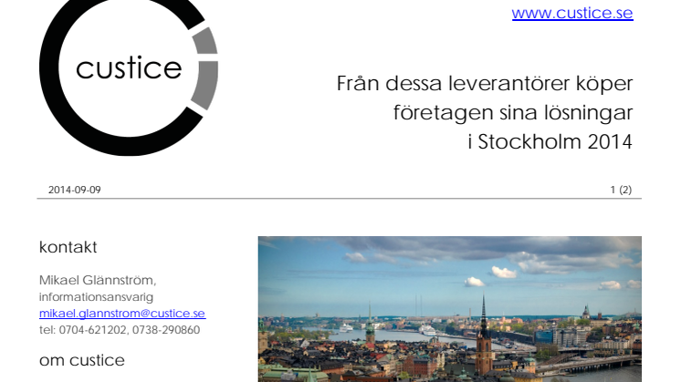  Från dessa leverantörer köper företagen sina lösningar i Stockholm 2014