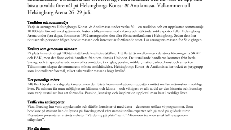 Helsingborgs Konst- & Antikmässa - Sommarens stora antikhändelse