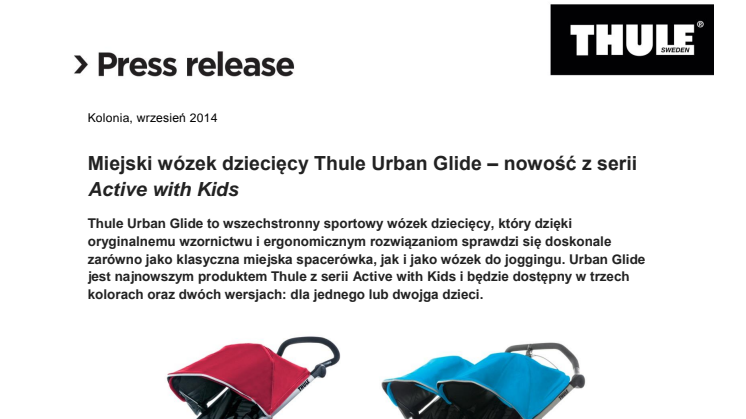 Miejski wózek dziecięcy Thule Urban Glide – nowość z serii Active with Kids 