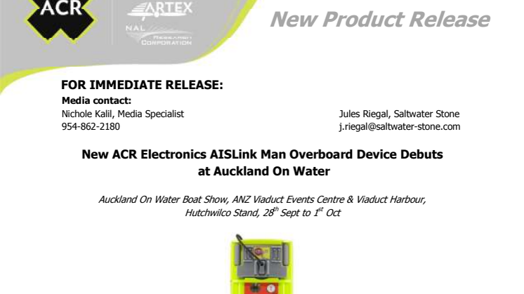 New ACR Electronics AISLink Man Overboard Device Debuts  at Auckland On Water