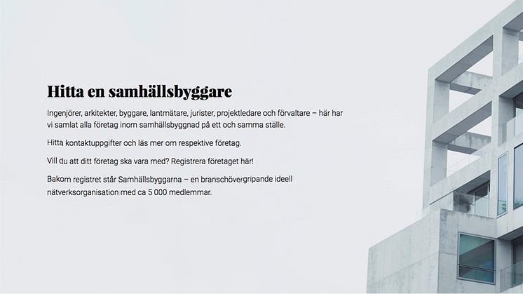 Hitta en Samhällsbyggare -Samhällsbyggarna presenterar Sb-registret