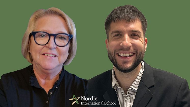 Skolledningen för nya Nordic International School Ystad: Kärsti Öberg, rektor och Emil Murad, biträdande rektor.