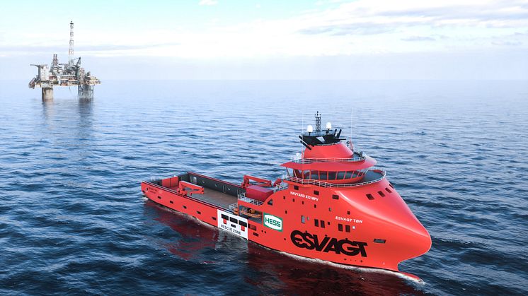 Det nye ESVAGT-skib vil kunne løfte flere opgaver for Hess på Syd Arne-feltet.