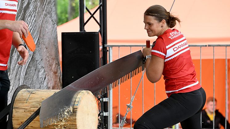 Felixia Banck erobrede en tredjeplads i den tredje delkonkurrence af TIMBERSPORTS® Nordic Cup 2023, på trods af udfordringer i Single Buck.