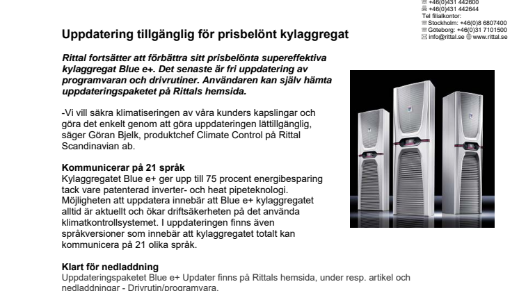 Uppdatering tillgänglig för prisbelönt kylaggregat