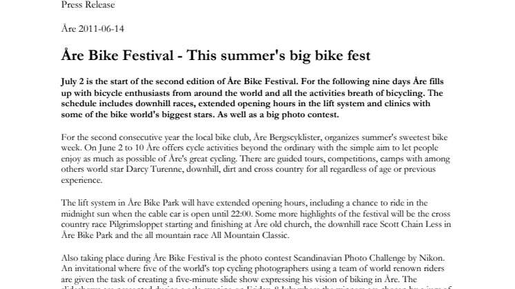 SkiStar Åre: Åre Bike Festival - This summer's big bike fest