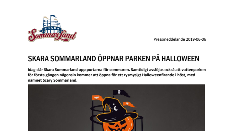 Skara Sommarland öppnar parken på Halloween