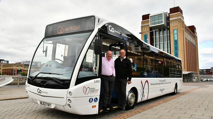 (L-R) Graham Wylie, Chair of the World Transplant Games NewcastleGateshead 2019, with Mark Ellis, Development Manager at Go North East