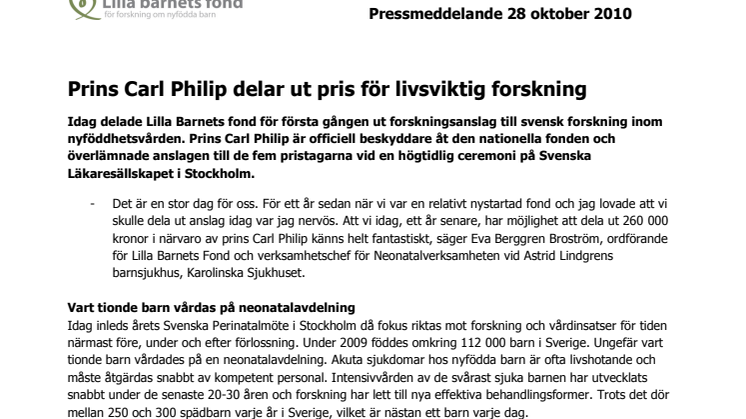 Prins Carl Philip delar ut pris för livsviktig forskning  