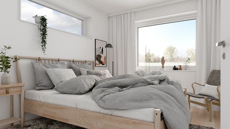 Brf Skogshem - 3D-bild av sovrum