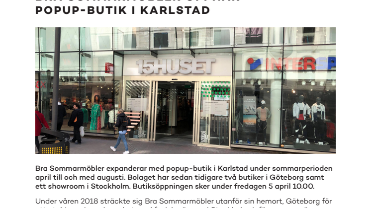 Bra Sommarmöbler öppnar popup-butik i Karlstad