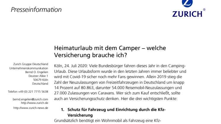 Heimaturlaub mit dem Camper – welche Versicherung brauche ich? 