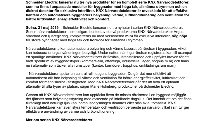 Nya KNX Närvarodetektorer möjliggör automatisering av belysning och värme i alla typer av rum