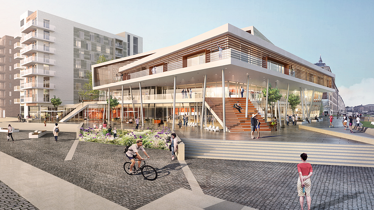 Kongressanläggningen SeaU ska stå klar i Helsingborg 2020. Illustration av Jais Arkitekter.
