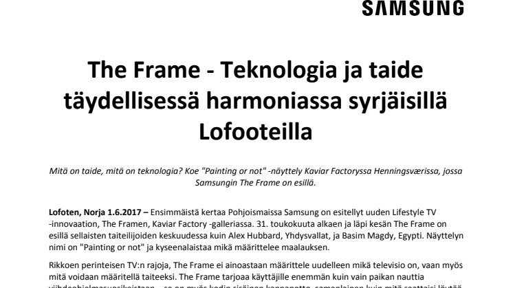 The Frame - Teknologia ja taide täydellisessä harmoniassa syrjäisillä Lofooteilla