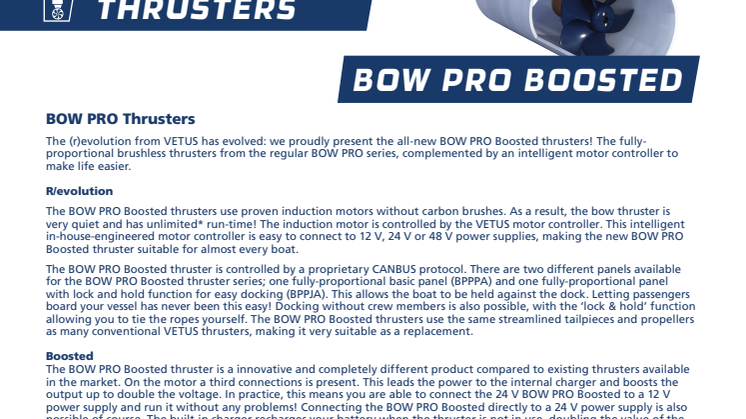 VETUS BOW PRO Boosted - Information Sheet