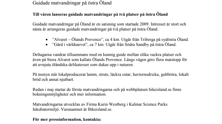 Guidade matvandringar på östra Öland