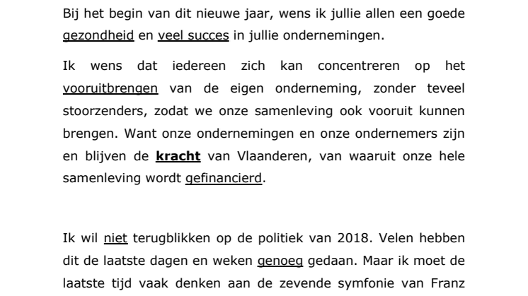 Toespraak Wouter De Geest - Voka nieuwjaarsreceptie en memorandum 2019