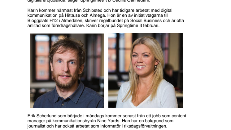 Erik Scherlund och Karin Bäcklund till Springtime