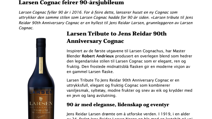 Larsen Cognac feirer 90-årsjubileum