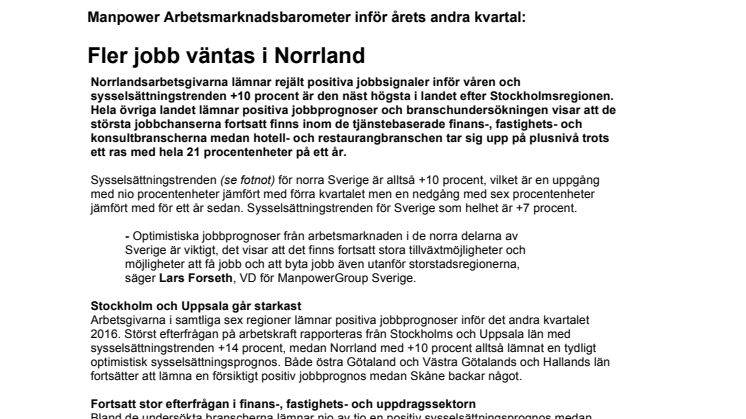 Fler jobb väntas i Norrland
