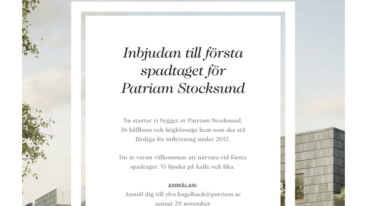 Första spadtaget för Patriam Stocksund
