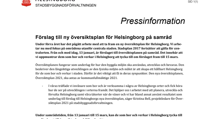 ​Förslag till ny översiktsplan för Helsingborg på samråd