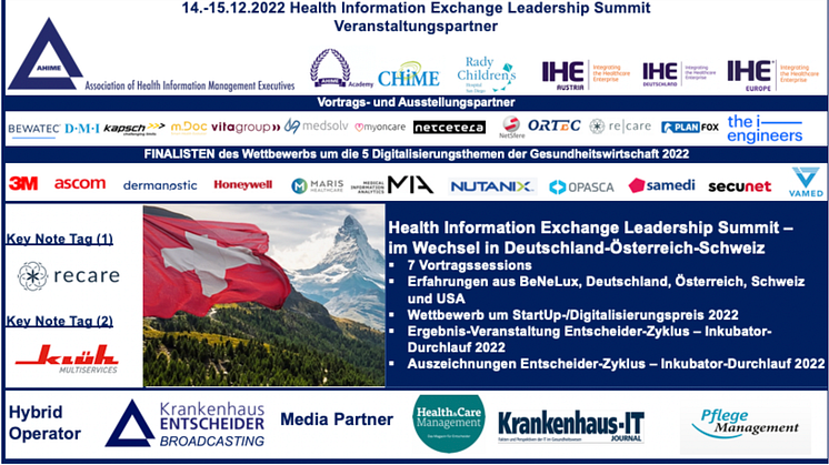 14.-15.12.2022 HIE Leadership Summit im USB: Vorreiter in Interoperabilität aus DACH, BeNeLux & USA tauschen sich aus!