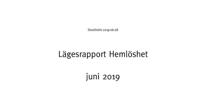 Frälsningsarméns lägesrapport om hemlöshet och social utsatthet juni 2019