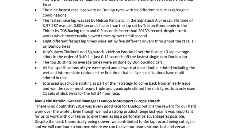 Dunlop’s Le Mans in Numbers