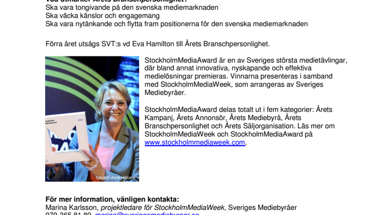 StockholmMediaAward 2010: De leder jakten på Årets Branschpersonlighet