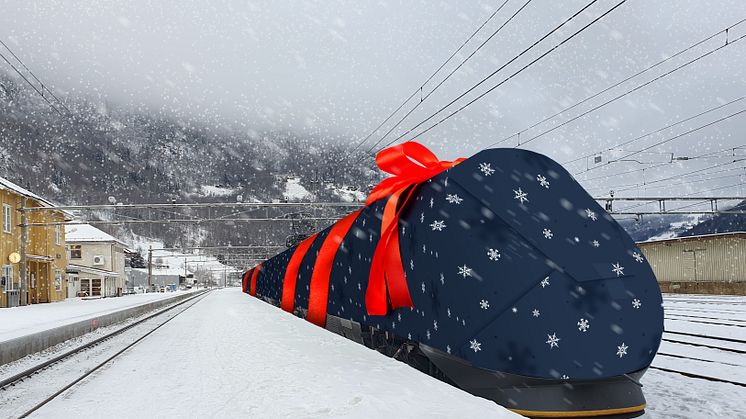 NYTT DESIGN: I forbindelse med at Kvitfjell stasjon nå blir et permanent togstopp, får skitoget helt nytt skidesign. Foto: SJ Norge/Hafjell-Kvitfjell Alpin AS.