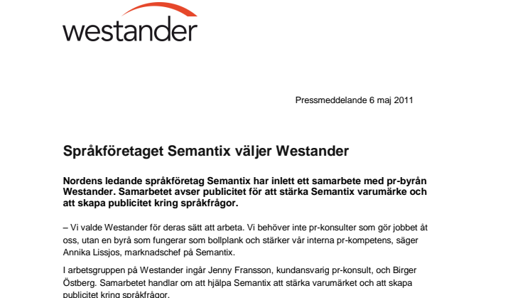 Språkföretaget Semantix väljer Westander
