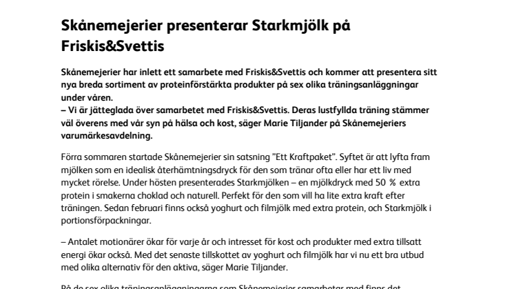 Skånemejerier presenterar Starkmjölk på Friskis&Svettis