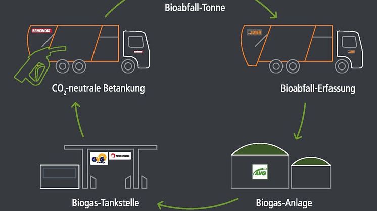 Mit den Biogas-Nutzfahrzeugen unterstützen die Projektpartner der Aufbau einer städtischen Kreislaufwirtschaft. (Bild: RheinEnergie AG)
