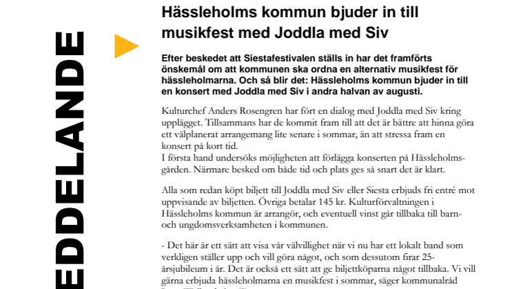 Hässleholms kommun bjuder in till musikfest med Joddla med Siv