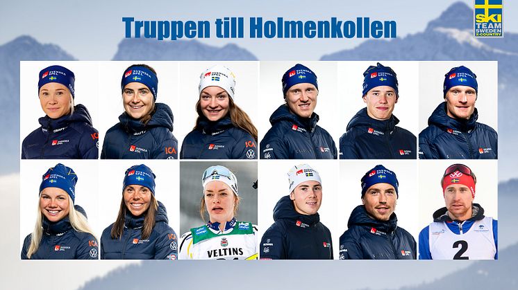 Sex damer och sex herrar tävlar för Sverige på lördag respektive söndag i världscupen i Holmenkollen