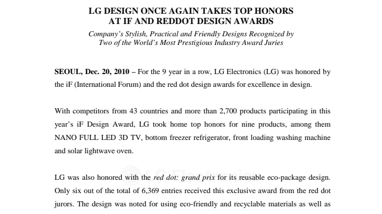 LG høster gjeve priser for unikt produktdesign