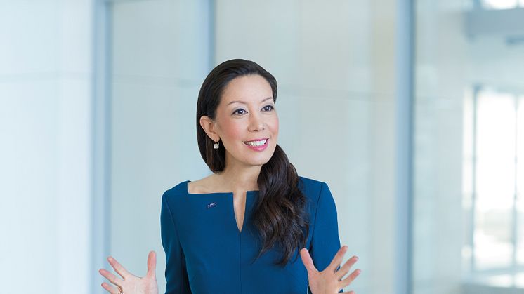 Saori Dubourg, Vorständin der BASF, spricht am Management Dialog über ganzheitliche und zukunftsorientierte Unternehmenssteuerung. Foto: BASF SE