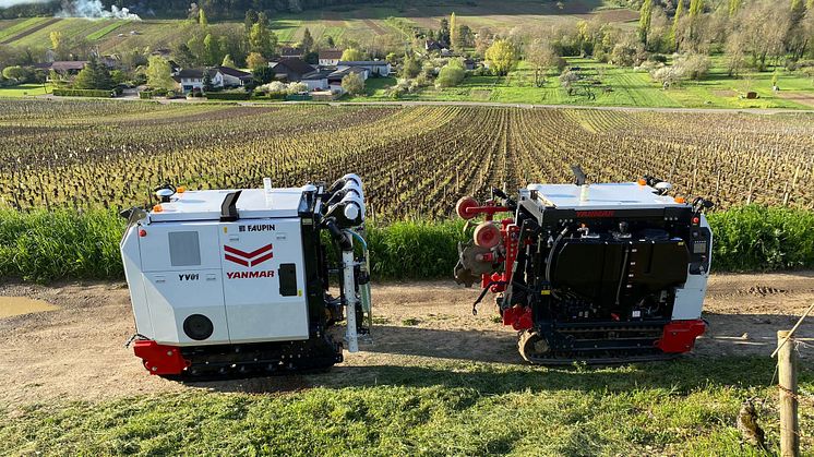 The YV01 autonomous vineyard robot from Yanmar Vineyard Solutions provides solutions to innovate and improve the efficiency and safety of vineyard work.