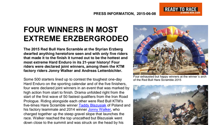 FOUR WINNERS IN MOST EXTREME ERZBERGRODEO